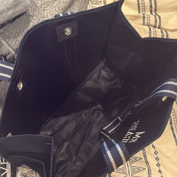 Stylish Black Canvas Tote Bag Navy 31 Thirty one medium storage bag pockets - Picture 5 of 5